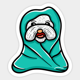 Cute dog with blanket Sticker